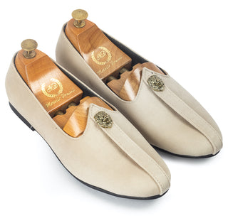 Beige pasha velvet juttis