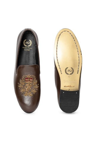 Embroidered Slip-Ons - Indian Wedding - Brown Kingsman by Modello Domani