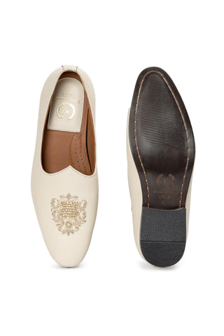 Zardozi Slip-Ons - Indian Wedding - Ivory Noor Crest by Modello Domani