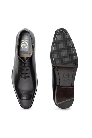 Wholecut Leather Shoes - Indian Wedding - Black Kingsley Patina by Modello Domani