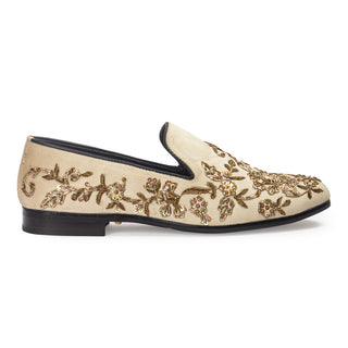 Beige golden garden slipons