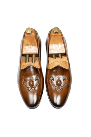 Men's Slip-On Shoes - Indian Wedding - Brown Kesar Crest by Modello Domani