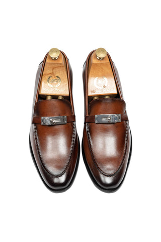 Patina Leather Slip-Ons - Indian Wedding - Brown Cavalier by Modello Domani