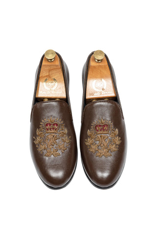 Embroidered Slip-Ons - Indian Wedding - Brown Kingsman by Modello Domani