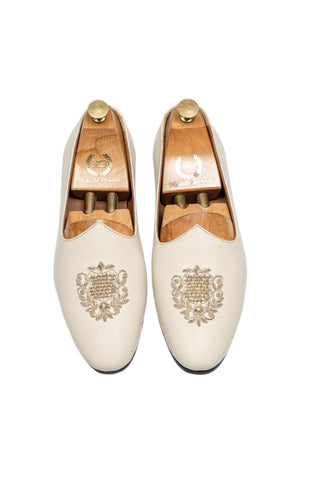 Zardozi Slip-Ons - Indian Wedding - Ivory Noor Crest by Modello Domani