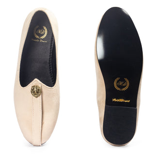 Beige pasha velvet juttis