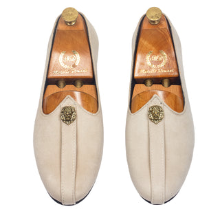 Beige pasha velvet juttis