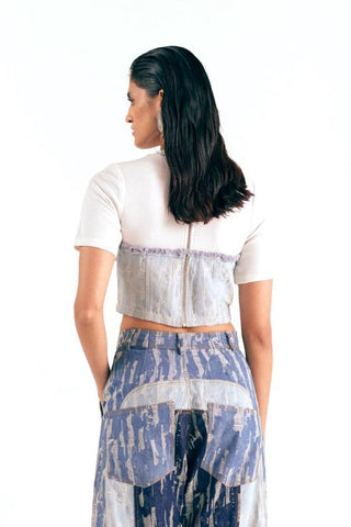 Denim Top Casual Wear - Blue Colourblock Top by Essé