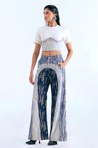 Denim Top Casual Wear - Blue Colourblock Top by Essé