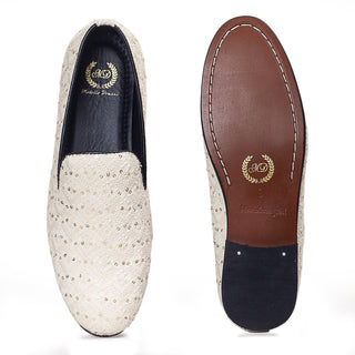 Off-white nawaabi slip-ons