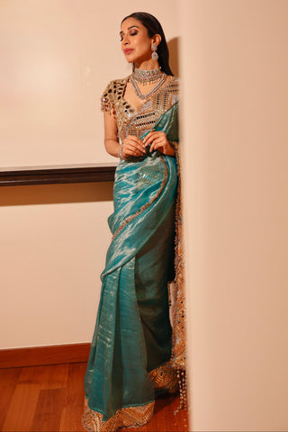 Saree Set Heritage Festive Wear - Blue Neelima Saree by Itrh