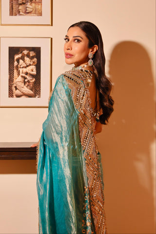 Saree Set Heritage Festive Wear - Blue Neelima Saree by Itrh