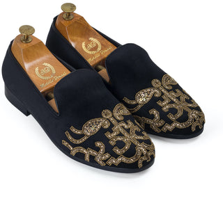 Black monarch slip-ons