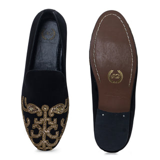 Black monarch slip-ons