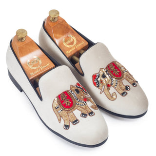 Beige monarch slip-ons