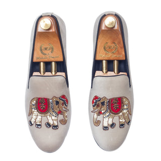 Beige monarch slip-ons