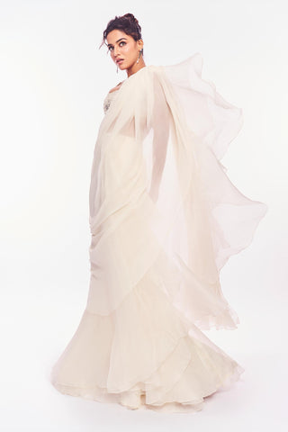 Ivory nazm aafa saree set