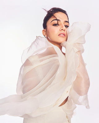 Ivory nazm aafa saree set