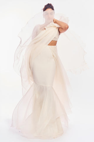 Ivory nazm aafa saree set