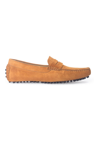 Brown gommino suede penny loafers