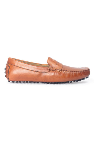 Brown gommino leather penny loafers