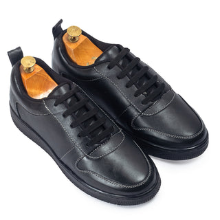 Black comfort leather sneakers