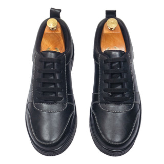 Black comfort leather sneakers