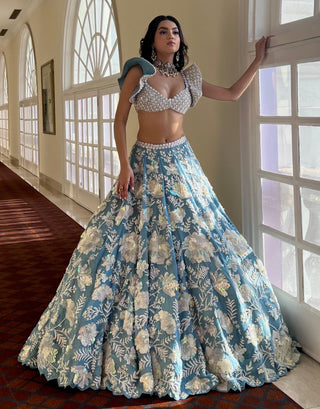 Blue layla lehenga set