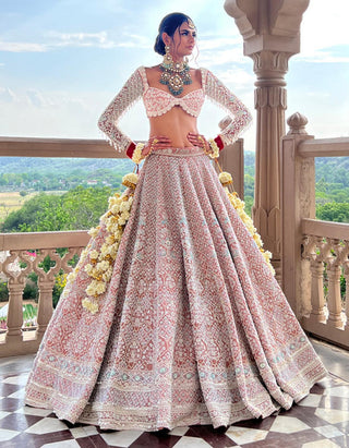 Pink emery lehenga set