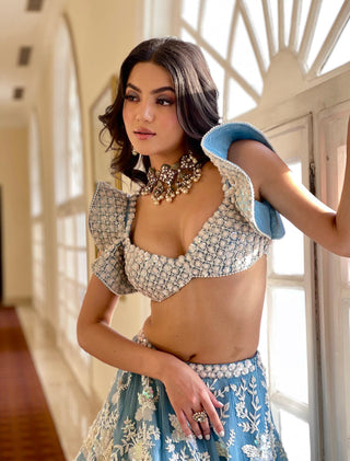 Blue layla lehenga set