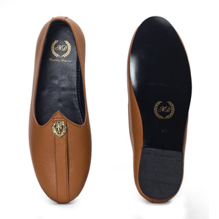 Tan brown pasha leather juttis