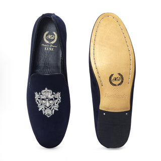 Navy blue the regal bee slip-ons