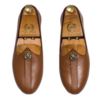 Tan brown pasha leather juttis