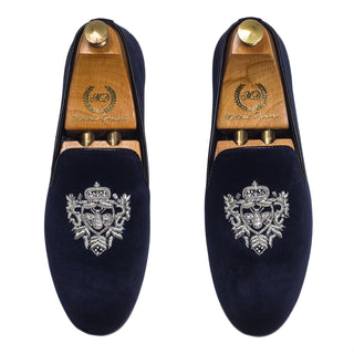 Navy blue the regal bee slip-ons