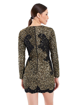 Classic black gold sequinned short dress