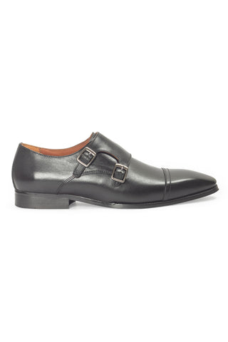 Men's Leather Shoes - Indian Wedding - Black Wellington Monks by Modello Domani
