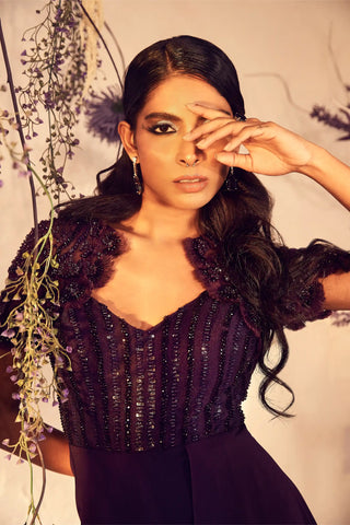 Ultra violet draped jumpsuit