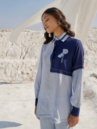 Steal blue shirt and pant