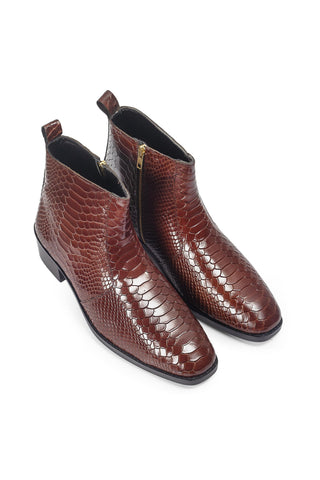 Leather Boots - Indian Wedding - Brown Serpente Boots by Modello Domani