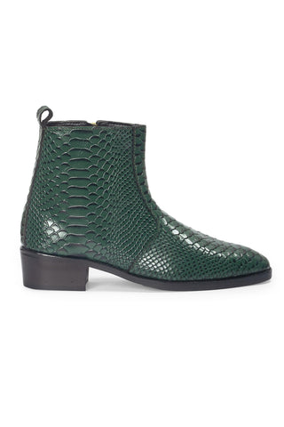 Leather Boots - Indian Wedding - Green Serpente Boots by Modello Domani
