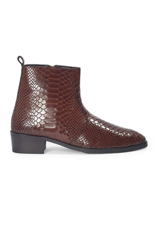 Leather Boots - Indian Wedding - Brown Serpente Boots by Modello Domani