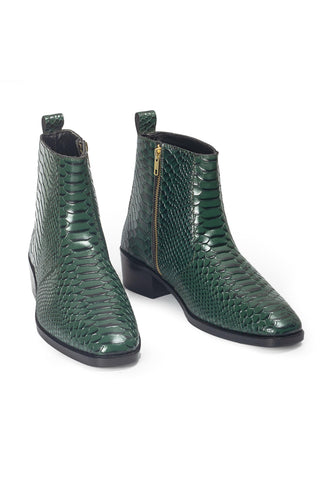 Leather Boots - Indian Wedding - Green Serpente Boots by Modello Domani