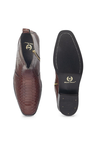 Leather Boots - Indian Wedding - Brown Serpente Boots by Modello Domani