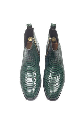 Leather Boots - Indian Wedding - Green Serpente Boots by Modello Domani