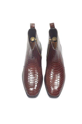 Leather Boots - Indian Wedding - Brown Serpente Boots by Modello Domani