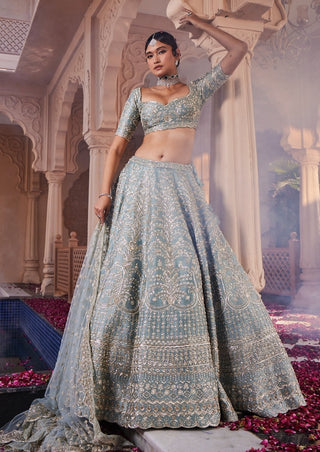 Margrette dusty firoza lehenga set