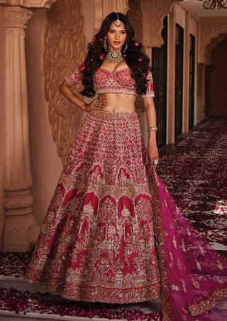 Lucknowi rani pink lehenga set