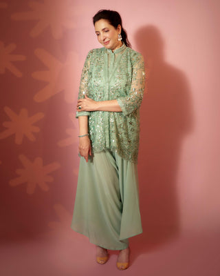 Bermuda green constellation shacket salwar set