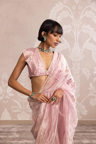 Lilac gold nooreh ever after flat saree set