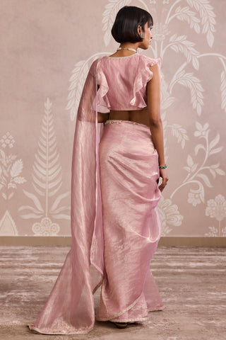 Gold nooreh ever after flat saree set